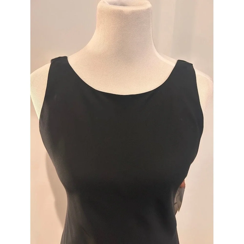 Hampton Nites Black Sleeveless Maxi Gown Deep V-Back Tie Formal Dress Size 8 NWT - Picture 2 of 8